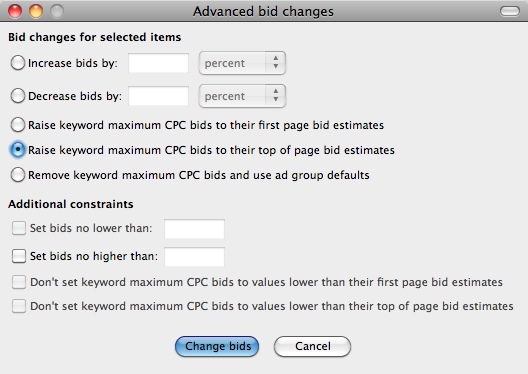 Faster Advanced Bid Changes in Google AdWords Editor