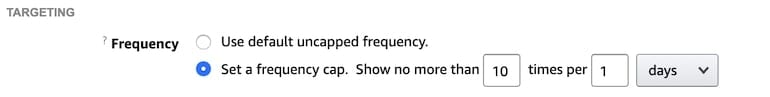 Amazon DSP Frequency Capping Selector