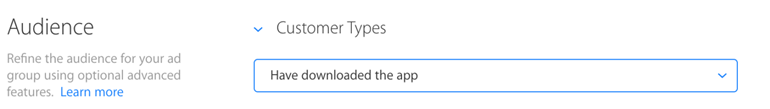 Audience target under ad group settings