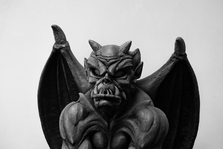 A grumpy looking gargoyle