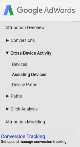 Image of AdWords menu