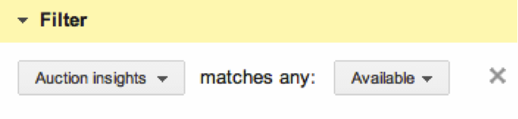 Google AdWords Auction Insights Menu