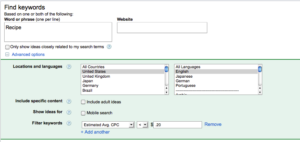 Google Keyword Tool