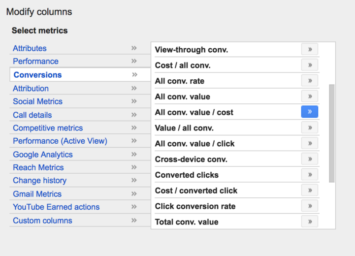 All conv. value/cost