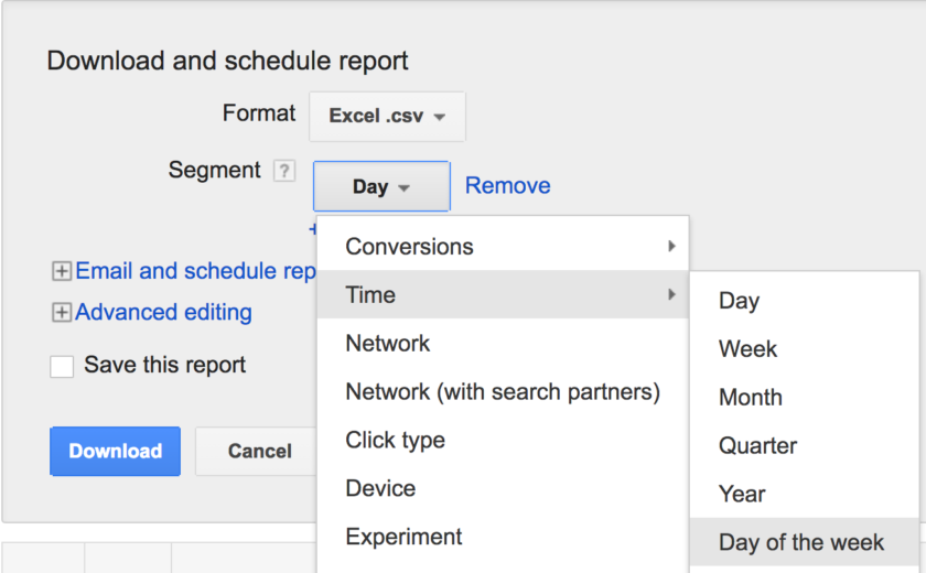 Download and schedule report