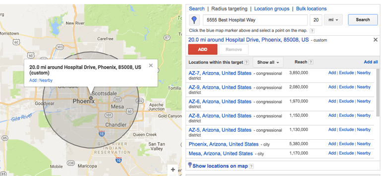 radius targeting