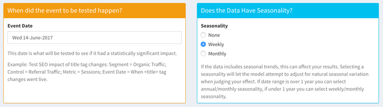 Choose a segment and metric that was not affected by the event