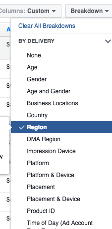 Breakdown Location in Facebook