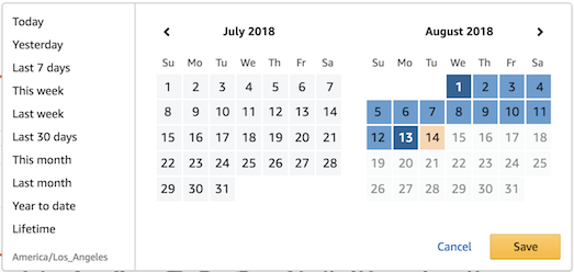 Updated Amazon Date Range Selector