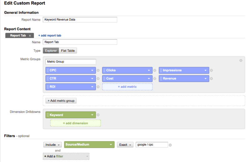 adwords custom report