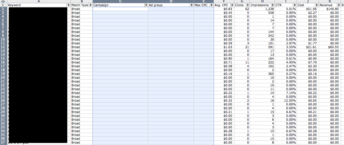 excel report screenshot