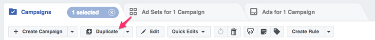 Facebook Power Editor duplicate function