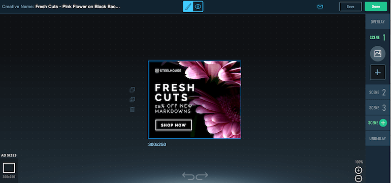 Ad builder editing scene 1