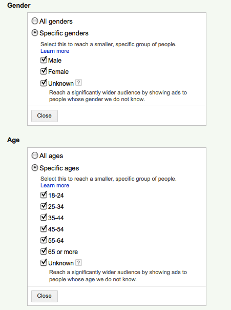 Available Demographic Targets