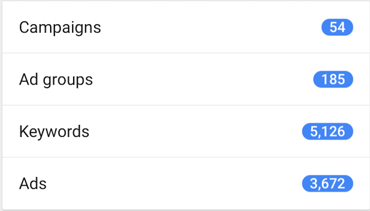 View your campaigns, ad groups, keywords, and ads