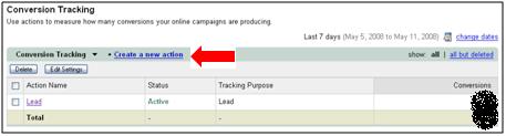 Conversion Tracking, Actions/Types