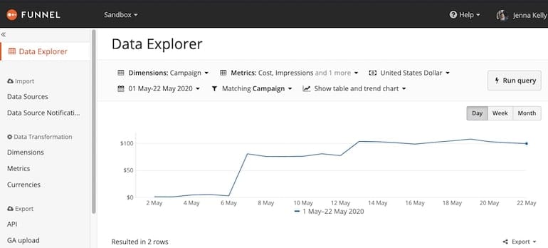 data explorer funnel io