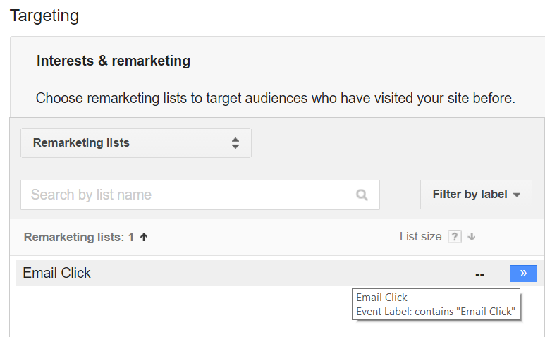 email click remarketing list