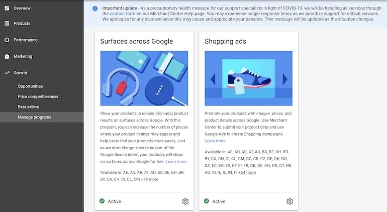 enroll in Google Merchant Center's Surfaces Across Google