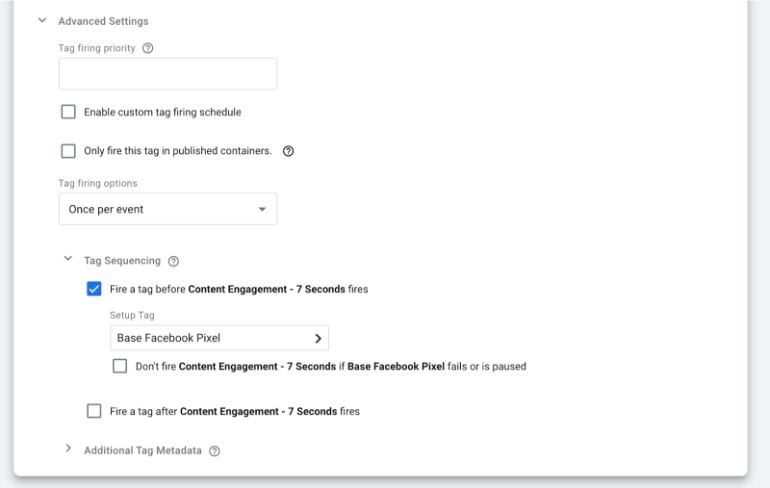 Setting the Tag Sequencing settings.