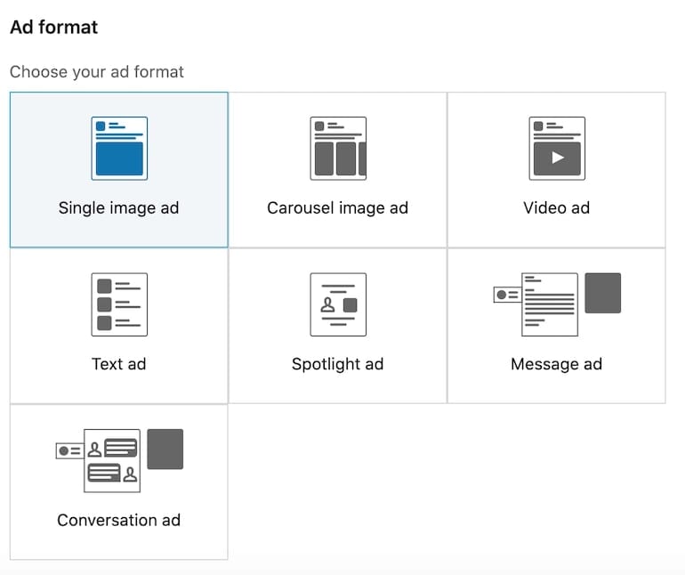 linkedin ad format options