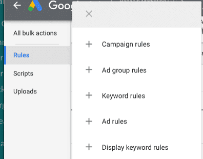 Screenshot of Google Ads Rules