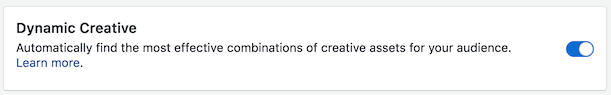 facebook dynamic creative radio button