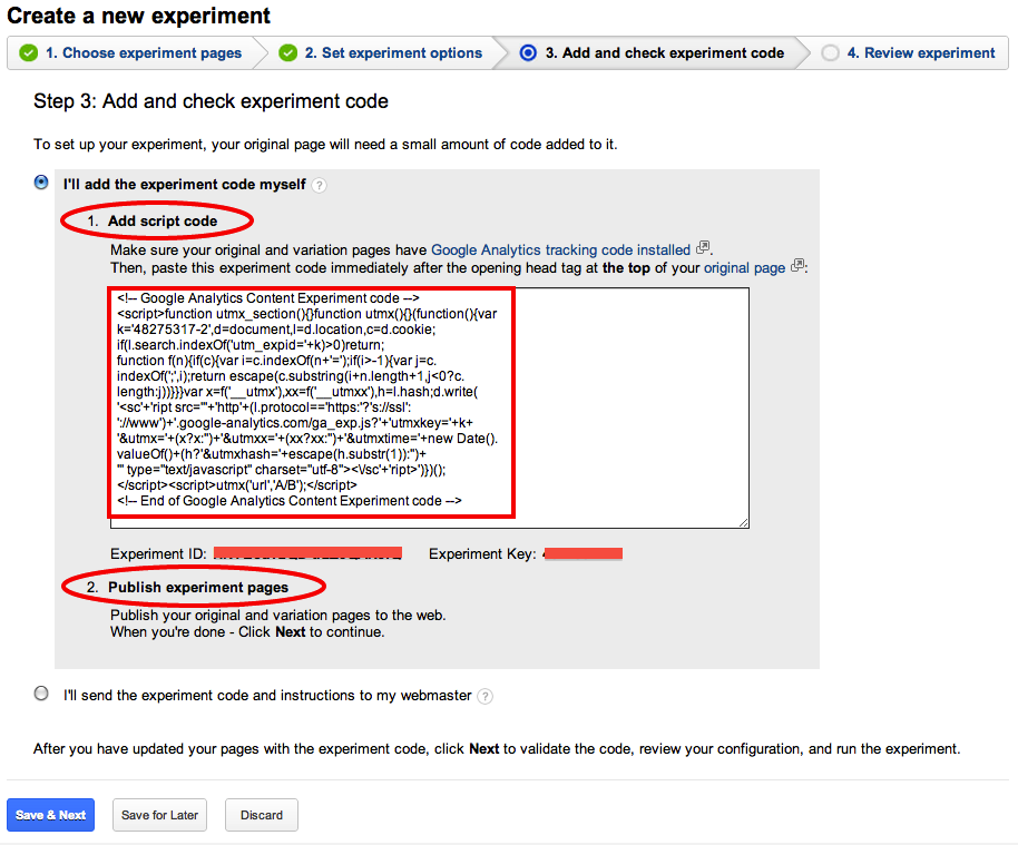 5- analytics experiments code