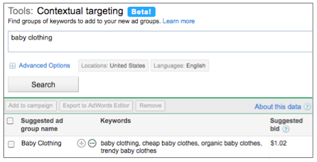 AdWords Contextual Targeting Tool