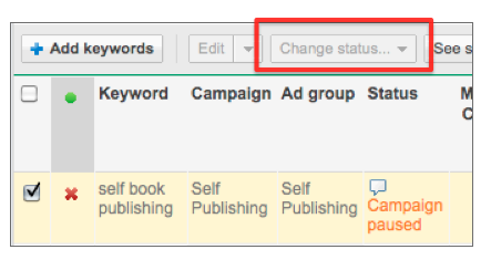 Change PPC Keyword Status