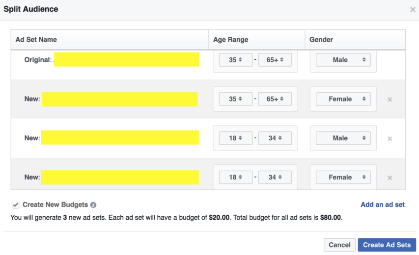 Create Split Audiences