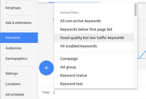 New AdWords keyword filters