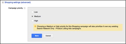 Image of AdWords priority settings