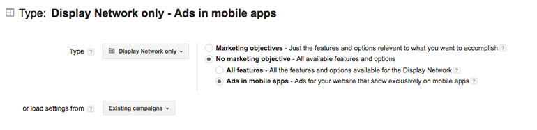 Display Network only - Ads in mobile apps