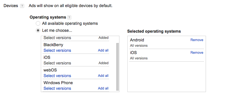 Selecting operating systems