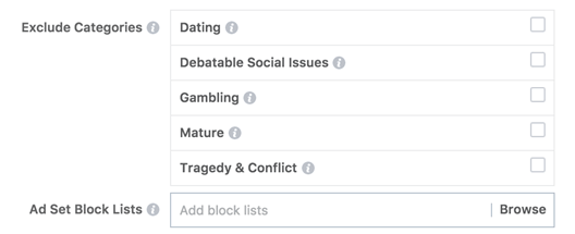 Exclusion topics on Facebook