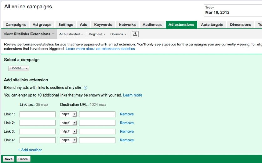 PPC Sitelinks in AdWords