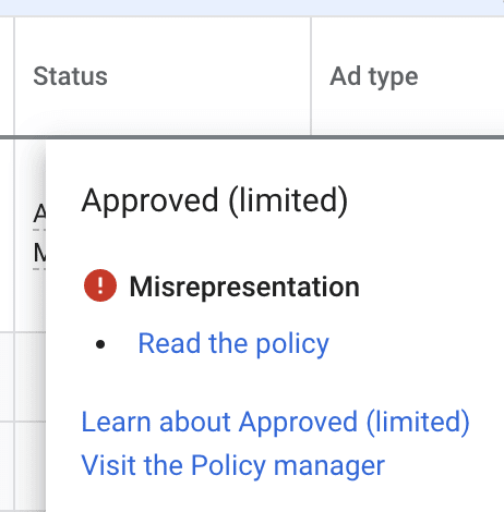 ads approved limited