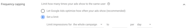 google ads frequency capping