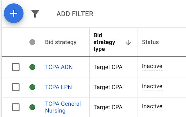 google portfolio bidding