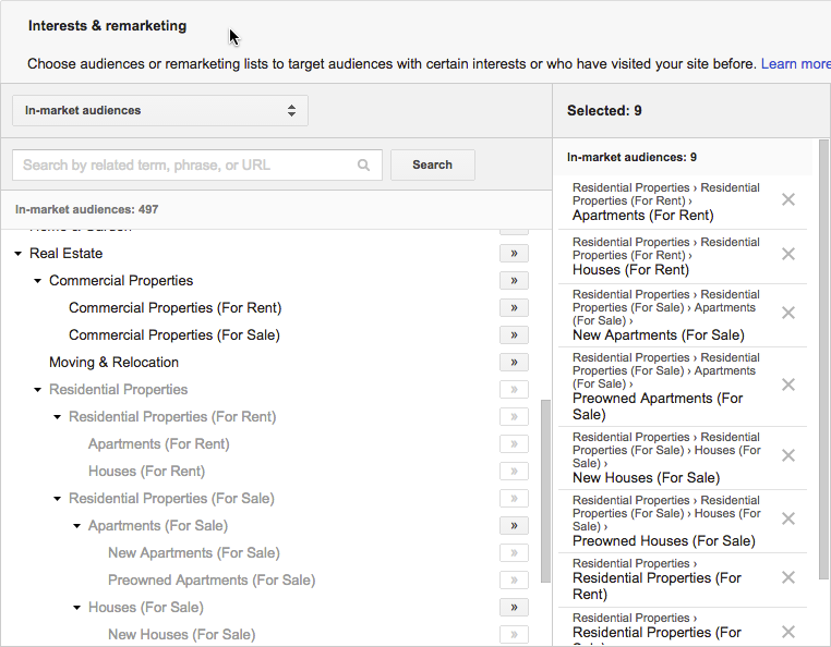 adwords in-market audiences