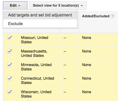 Apply negative bid adjustments